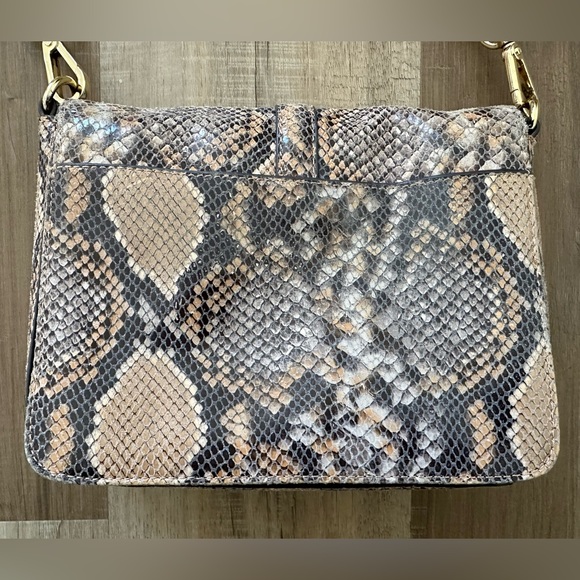 G.I.L.I. Leather Sporty Crossbody with Canvas Strap - Peach Python - Picture 3 of 10